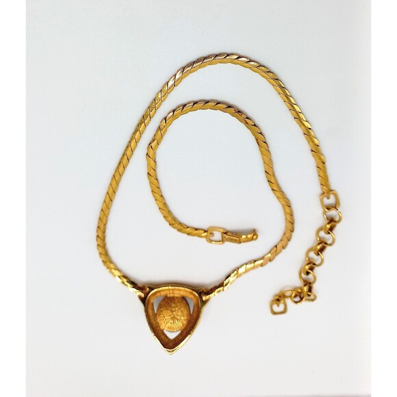 Grosse' Signed GoldTone Collar Necklace Gorgeous Faux Lapis Stone - Picture 7 of 8